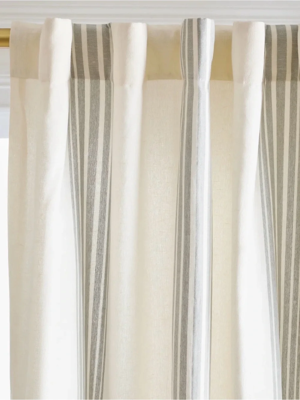 Coastal Stripe Sage/Cream Linen Cotton Blend Lined  - Retail $72